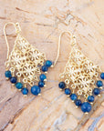 Argo Blue Jade Golden Drop Chandelier Earrings