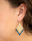 Argo Blue Jade Golden Drop Chandelier Earrings