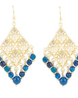 Argo Blue Jade Golden Drop Chandelier Earrings