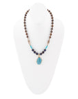 Argo Blue Apatite and Brown Tiger's Eye Golden Pendant Necklace