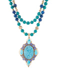 Argo Blue Apatite and Golden Bronze Pendant Necklace