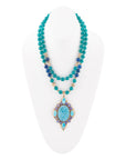 Argo Blue Apatite and Golden Bronze Pendant Necklace
