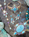 Argo Blue Apatite and Golden Bronze Pendant Necklace