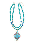 Argo Blue Apatite and Golden Bronze Pendant Necklace