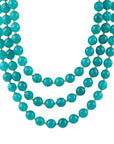 Argo Blue Teal Jade Triple Strand Golden Necklace