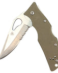 Ariat Folding Integrated Serrated Plain Edge Blade Pocket Knife Olive