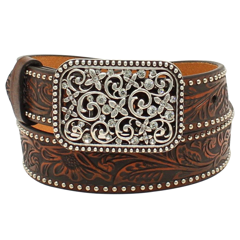 Ariat Kid'S Fillagree Floral Leather Belt Brown