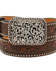 Ariat Kid'S Fillagree Floral Leather Belt Brown