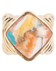 Arrows Blue Turquoise and Orange Spiny Oyster Matrix Golden Ring