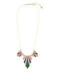 Art Deco Colorful Inlaid Golden Statement Necklace