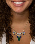 Art Deco Colorful Inlaid Golden Statement Necklace