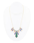 Art Deco Colorful Inlaid Golden Statement Necklace