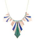 Art Deco Colorful Inlaid Golden Statement Necklace