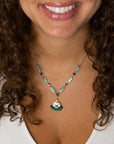Art Deco Colorful Inlay Golden Necklace