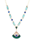 Art Deco Colorful Inlay Golden Necklace