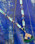 Art Deco Colorful Inlay Golden Necklace