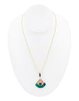 Art Deco Colorful Inlay Golden Pendant Necklace