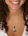 Art Deco Colorful Inlay Golden Pendant Necklace