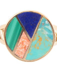 Art Deco Colorful Inlay Golden Ring