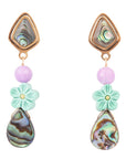 Aruba Blue Abalone Post Golden Drop Earrings
