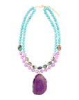 Aruba Purple Jade Statement Pendant Necklace