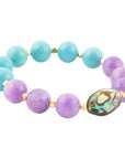 Aruba Blue and Purple Jade Chunky Stretch Bracelet