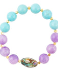 Aruba Blue and Purple Jade Chunky Stretch Bracelet