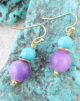 Aruba Purple Jade Golden Drop Earrings