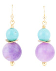 Aruba Purple Jade Golden Drop Earrings