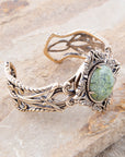 Aspen Green Serpentine and Golden Bronze Statement Cuff Bracelet