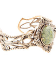 Aspen Green Serpentine and Golden Bronze Statement Cuff Bracelet