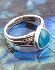 Astro Teardrop Blue Apatite and Sterling Silver Ring