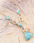 Athena Blue Turquoise Golden Y Neck Necklace