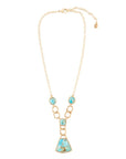 Athena Blue Turquoise Golden Y Neck Necklace