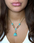 Athena Blue Turquoise Golden Y Neck Necklace