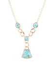 Athena Blue Turquoise Golden Y Neck Necklace