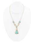 Athena Blue Turquoise Golden Y Neck Necklace