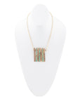 Aztec Blue Turquoise and Golden Bronze Fan Necklace