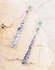 Aztec Blue Turquoise and Sterling Silver Linear Drop Earrings