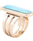 Aztec Blue Turquoise Golden Statement Ring