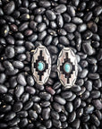 Azure Aztec Patterned Metal Stud Fashion Earrings