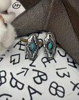 Azure Aztec Patterned Metal Stud Fashion Earrings