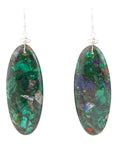 Blue Green Azurite Matrix Statement Sterling Silver Drop Earrings