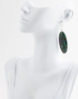 Blue Green Azurite Matrix Statement Sterling Silver Drop Earrings