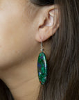 Blue Green Azurite Matrix Statement Sterling Silver Drop Earrings