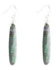 Blue Green Azurite Matrix Statement Sterling Silver Drop Earrings
