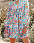 Abstract Long Sleeve Mini Dress