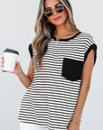 Marie Stripe Chest Pocket Tank Top