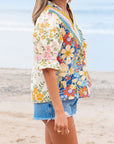 Boho Floral Crochet V-Neck Blouse