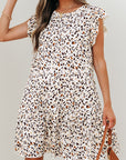 Leopard Flutter Sleeve Mini Dress